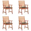 Image de vidaXL Chaises à manger d'extérieur lot de 4 et coussins Acacia massif