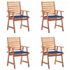Image de vidaXL Chaises à manger d'extérieur lot de 4 et coussins Acacia massif