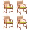 Image de vidaXL Chaises à manger d'extérieur lot de 4 et coussins Acacia massif