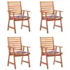 Image de vidaXL Chaises à manger d'extérieur lot de 4 et coussins Acacia massif