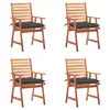 Image de vidaXL Chaises à manger d'extérieur lot de 4 et coussins Acacia massif