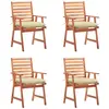 Image de vidaXL Chaises à manger d'extérieur lot de 4 et coussins Acacia massif