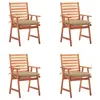 Image de vidaXL Chaises à manger d'extérieur lot de 4 et coussins Acacia massif