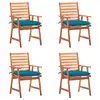 Image de vidaXL Chaises à manger d'extérieur lot de 4 et coussins Acacia massif