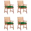 Image de vidaXL Chaises à manger d'extérieur lot de 4 et coussins Acacia massif