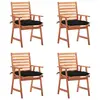 Image de vidaXL Chaises à manger d'extérieur lot de 4 et coussins Acacia massif