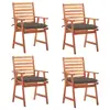 Image de vidaXL Chaises à manger d'extérieur lot de 4 et coussins Acacia massif