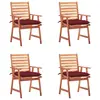 Image de vidaXL Chaises à manger d'extérieur lot de 4 et coussins Acacia massif