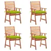 Image de vidaXL Chaises à manger d'extérieur lot de 4 et coussins Acacia massif