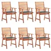 Image de vidaXL Chaises à manger d'extérieur lot de 6 et coussins Acacia massif