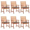 Image de vidaXL Chaises à manger d'extérieur lot de 6 et coussins Acacia massif