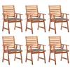Image de vidaXL Chaises à manger d'extérieur lot de 6 et coussins Acacia massif