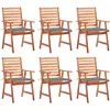 Image de vidaXL Chaises à manger d'extérieur lot de 6 et coussins Acacia massif