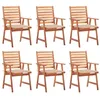 Image de vidaXL Chaises à manger d'extérieur lot de 6 et coussins Acacia massif