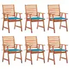 Image de vidaXL Chaises à manger d'extérieur lot de 6 et coussins Acacia massif