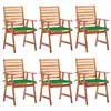 Image de vidaXL Chaises à manger d'extérieur lot de 6 et coussins Acacia massif