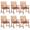 Image de vidaXL Chaises à manger d'extérieur lot de 6 et coussins Acacia massif