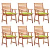 Image de vidaXL Chaises à manger d'extérieur lot de 6 et coussins Acacia massif