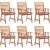 Image de vidaXL Chaises à manger d'extérieur lot de 6 et coussins Acacia massif