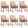 Image de vidaXL Chaises à manger d'extérieur lot de 6 et coussins Acacia massif