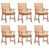 Image de vidaXL Chaises à manger d'extérieur lot de 6 et coussins Acacia massif