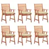 Image de vidaXL Chaises à manger d'extérieur lot de 6 et coussins Acacia massif
