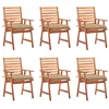 Image de vidaXL Chaises à manger d'extérieur lot de 6 et coussins Acacia massif