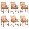 Image de vidaXL Chaises à manger d'extérieur lot de 6 et coussins Acacia massif