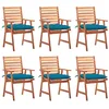 Image de vidaXL Chaises à manger d'extérieur lot de 6 et coussins Acacia massif