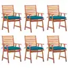 Image de vidaXL Chaises à manger d'extérieur lot de 6 et coussins Acacia massif