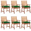 Image de vidaXL Chaises à manger d'extérieur lot de 6 et coussins Acacia massif