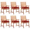 Image de vidaXL Chaises à manger d'extérieur lot de 6 et coussins Acacia massif