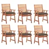 Image de vidaXL Chaises à manger d'extérieur lot de 6 et coussins Acacia massif