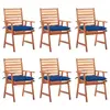 Image de vidaXL Chaises à manger d'extérieur lot de 6 et coussins Acacia massif