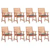 Image de vidaXL Chaises à manger d'extérieur lot de 8 et coussins Acacia massif