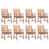 Image de vidaXL Chaises à manger d'extérieur lot de 8 et coussins Acacia massif