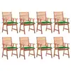 Image de vidaXL Chaises à manger d'extérieur lot de 8 et coussins Acacia massif