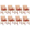 Image de vidaXL Chaises à manger d'extérieur lot de 8 et coussins Acacia massif