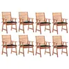 Image de vidaXL Chaises à manger d'extérieur lot de 8 et coussins Acacia massif