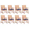 Image de vidaXL Chaises à manger d'extérieur lot de 8 et coussins Acacia massif