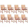 Image de vidaXL Chaises à manger d'extérieur lot de 8 et coussins Acacia massif