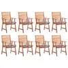 Image de vidaXL Chaises à manger d'extérieur lot de 8 et coussins Acacia massif