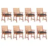 Image de vidaXL Chaises à manger d'extérieur lot de 8 et coussins Acacia massif