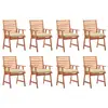 Image de vidaXL Chaises à manger d'extérieur lot de 8 et coussins Acacia massif