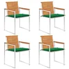 Image de vidaXL Chaises de jardin lot de 4 avec coussins Bois d'acacia massif