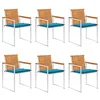 Image de vidaXL Chaises de jardin lot de 6 avec coussins Bois d'acacia solide