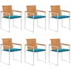 Image de vidaXL Chaises de jardin lot de 6 avec coussins Bois d'acacia solide