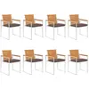 Image de vidaXL Chaises de jardin lot de 8 avec coussins Bois d'acacia solide