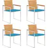 Image de vidaXL Chaises de jardin lot de 4 avec coussins Bois de teck massif
