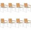 Image de vidaXL Chaises de jardin lot de 8 avec coussins Bois de teck massif